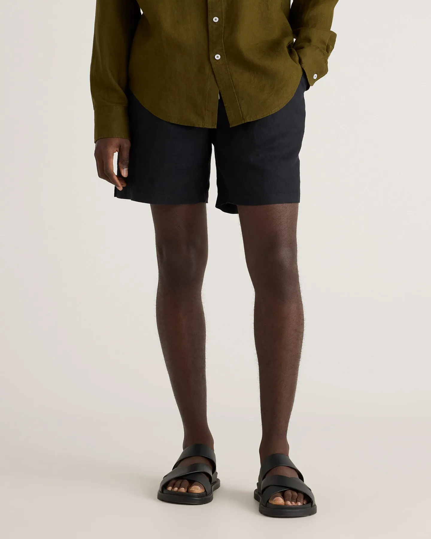 100% European Linen Drawstring Beach Shorts