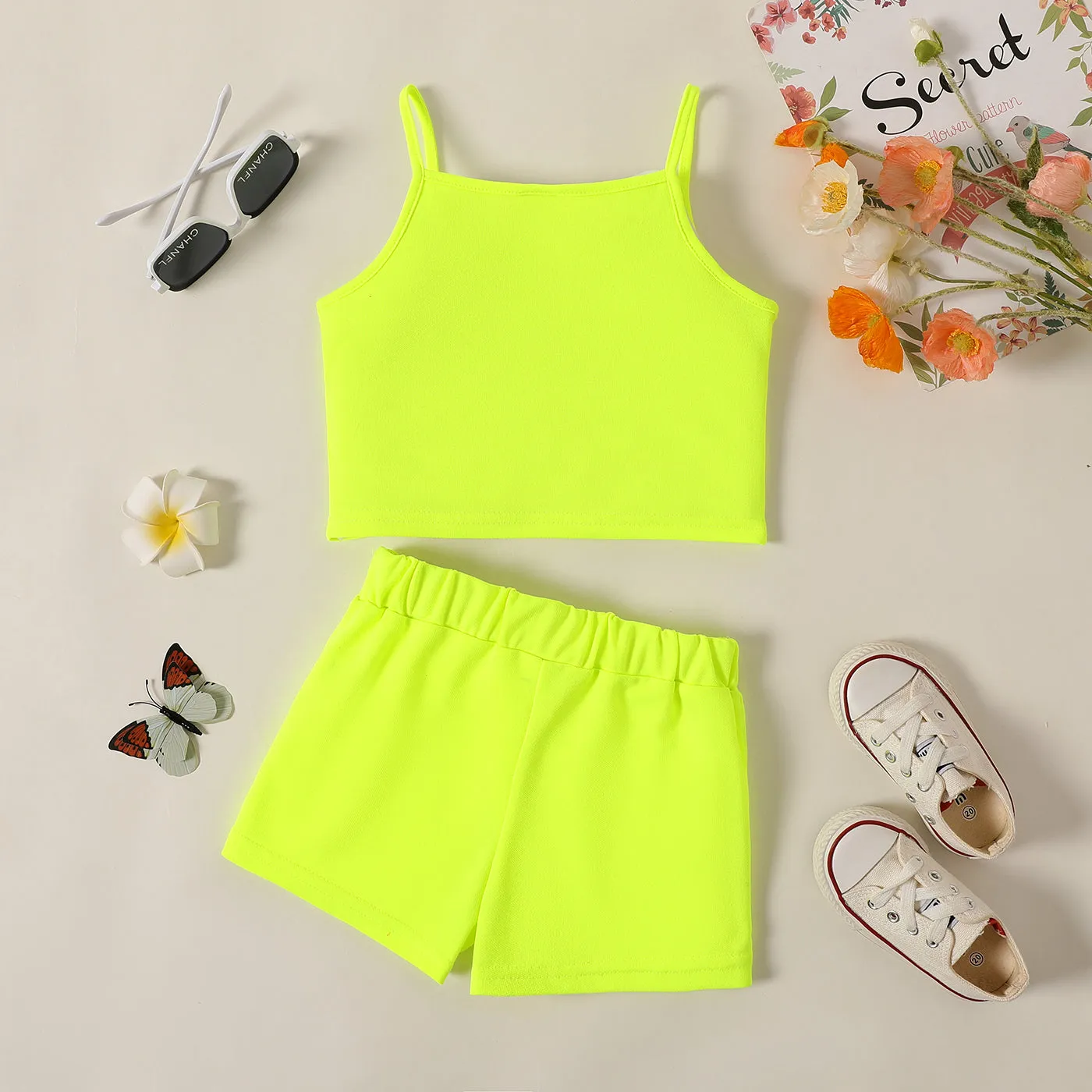 2pcs Toddler Girl Butterfly Print Camisole and Shorts Set