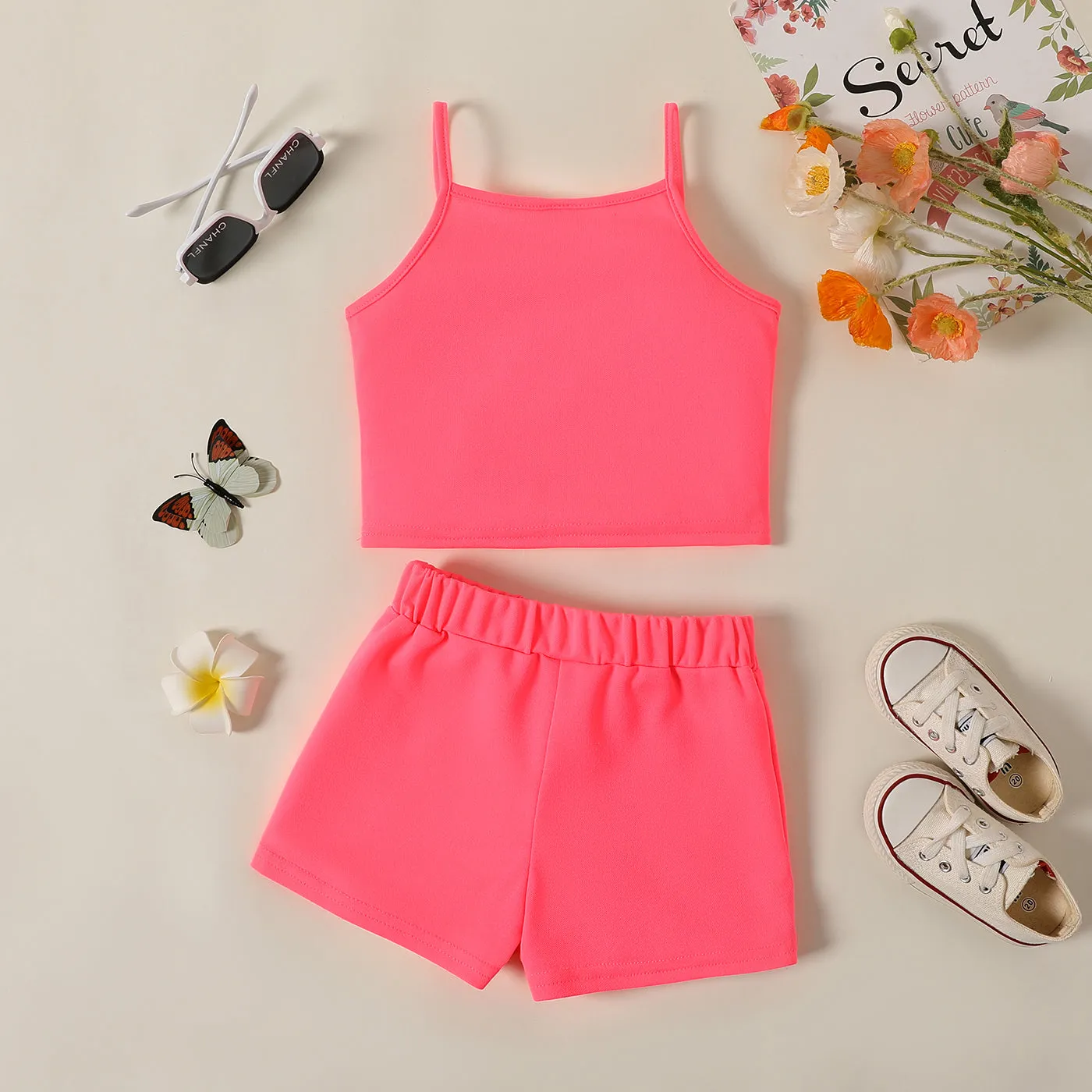 2pcs Toddler Girl Butterfly Print Camisole and Shorts Set