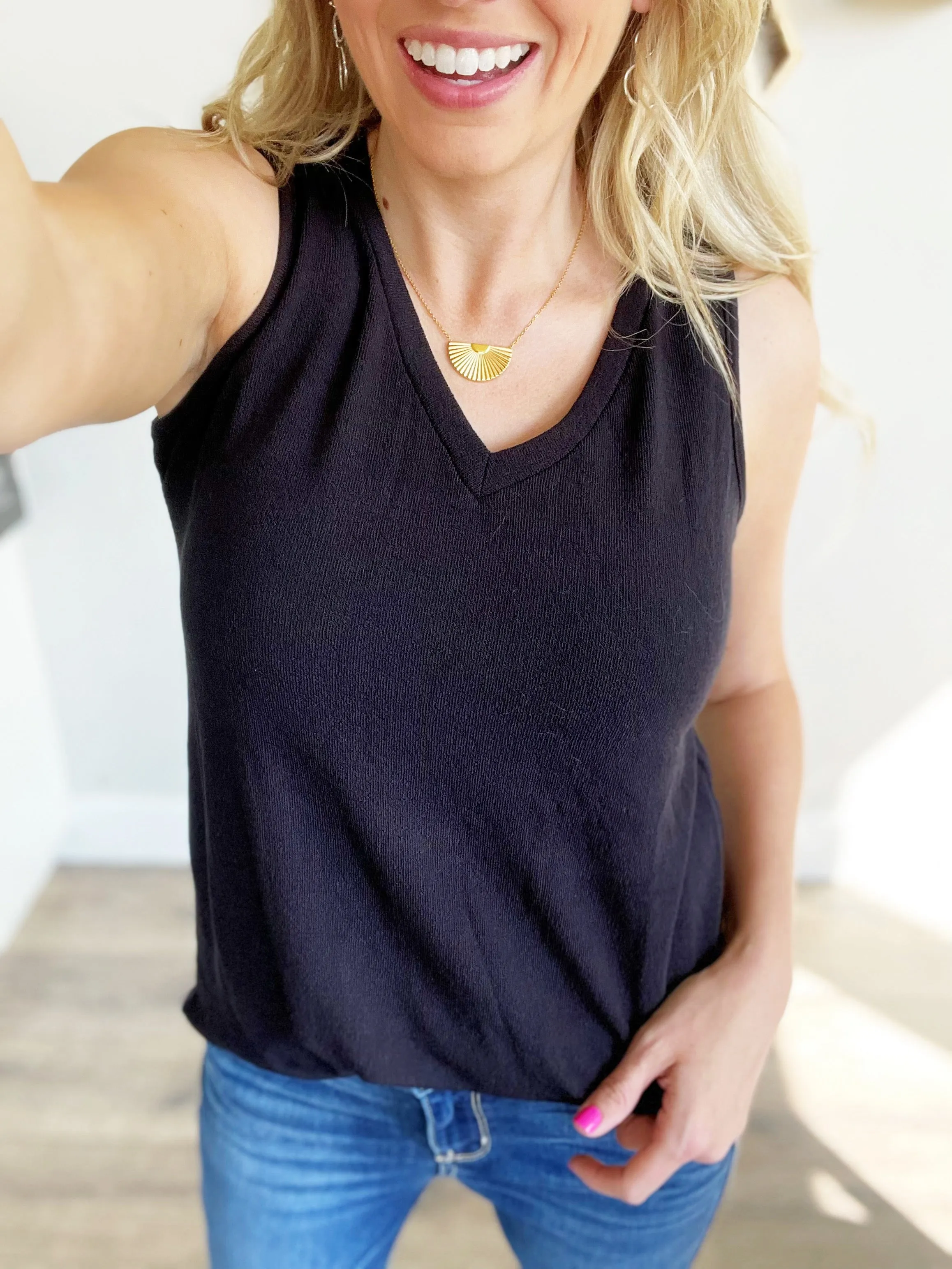 A Classic Sleeveless Knit Top in Black (SALE)