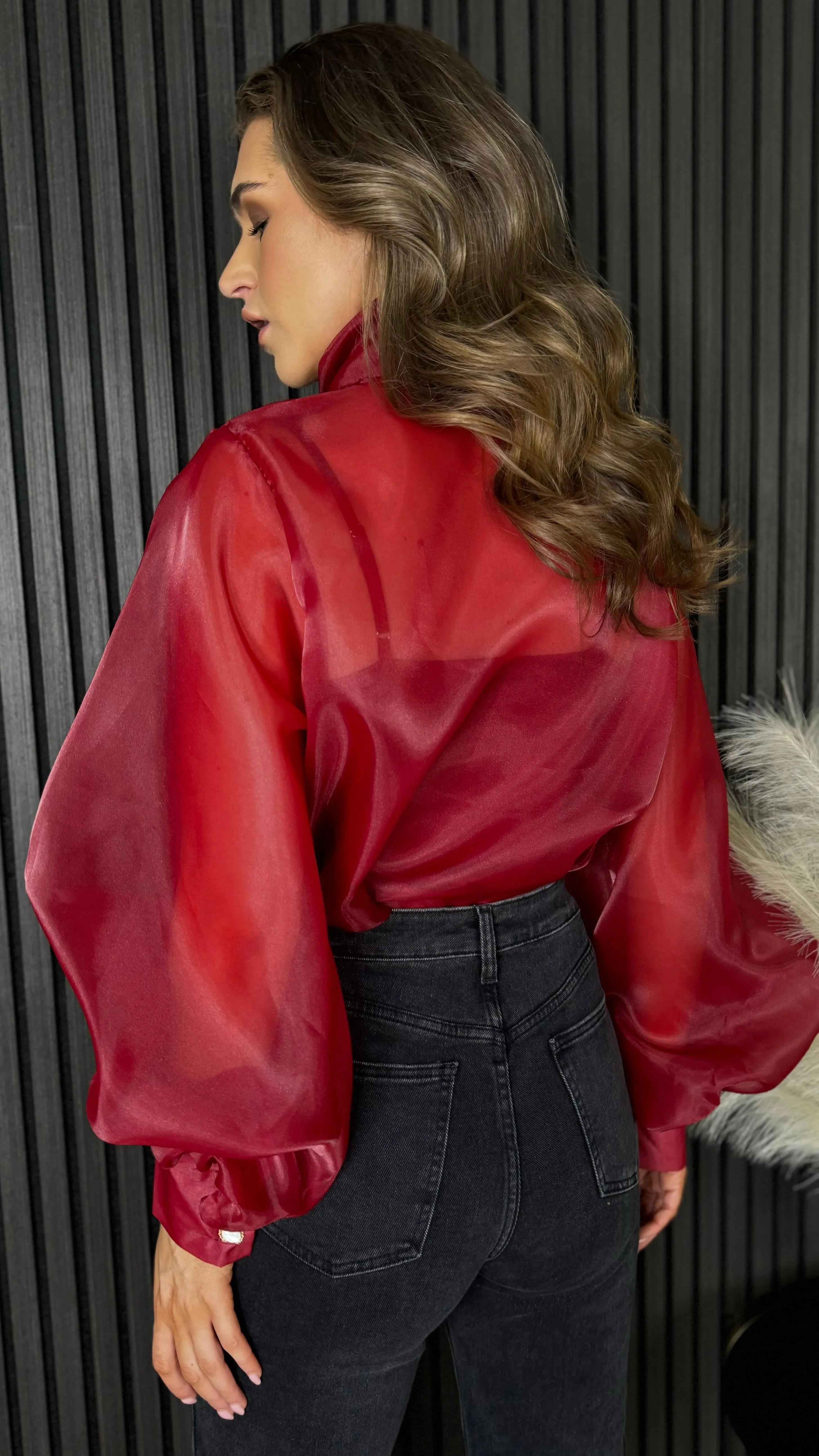 Allie Burgundy Large Bow Detail Top