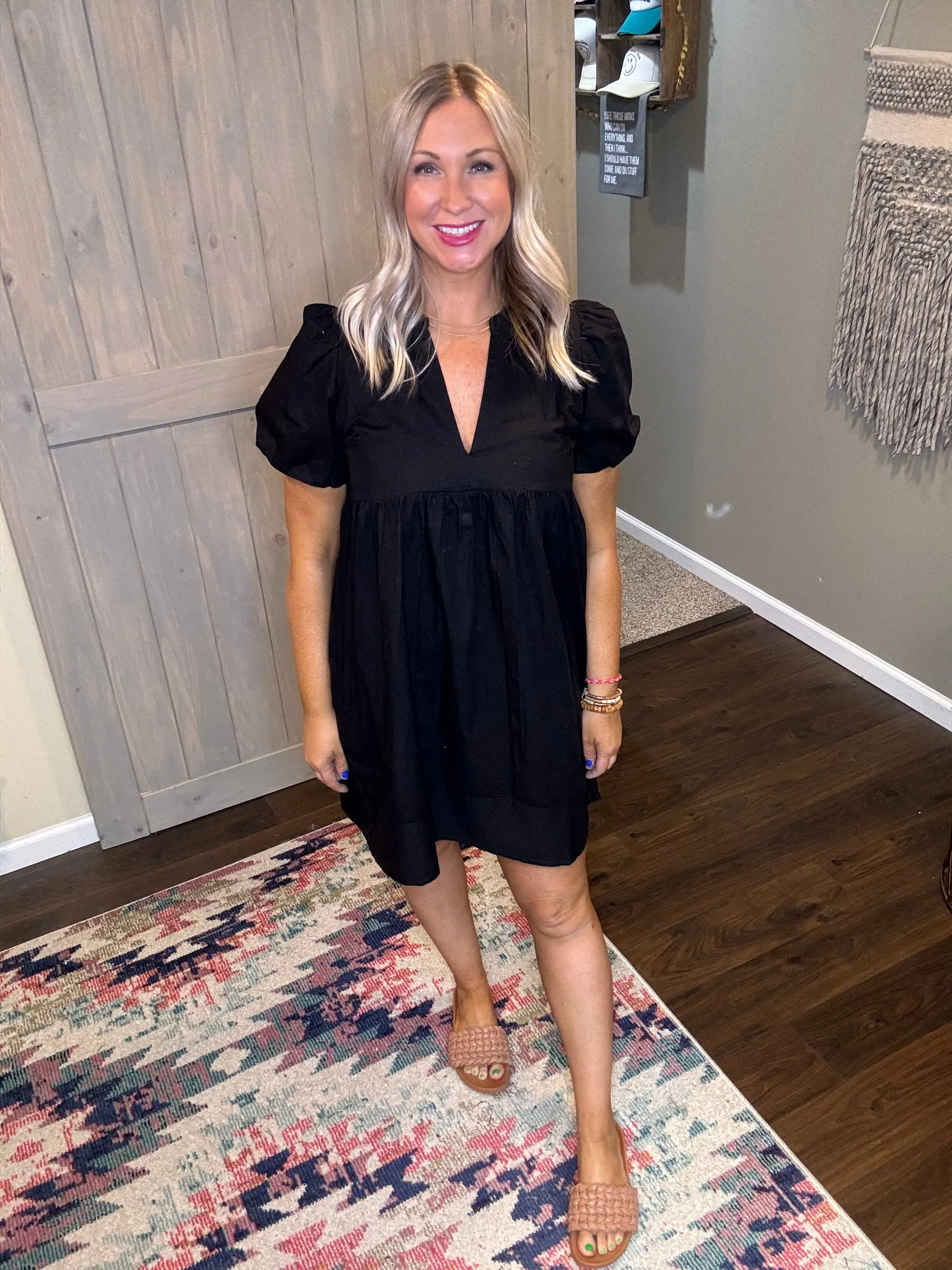 Black Puff Sleeve Dress