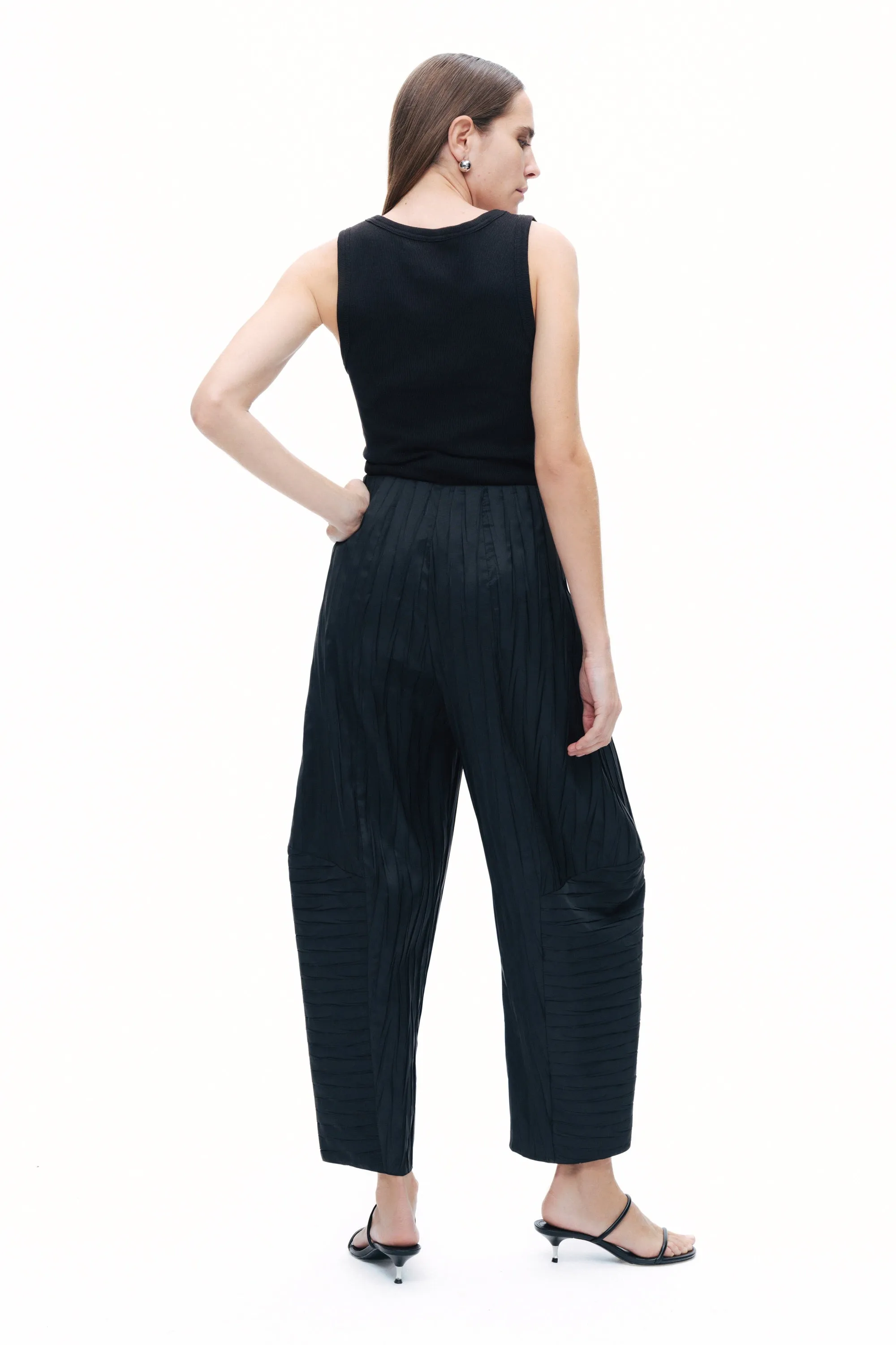 Black Wrinkled Balloon Fit Pants