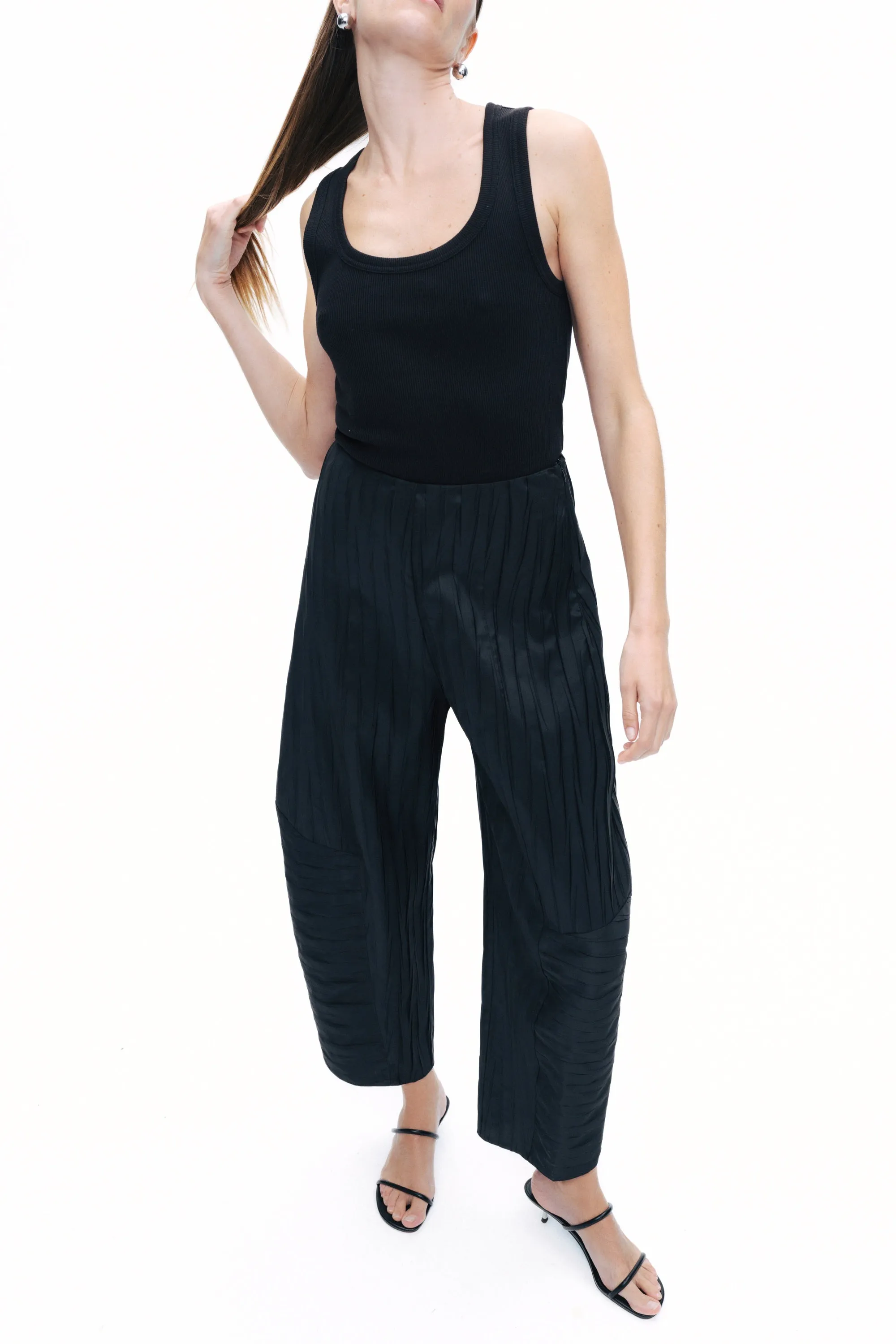 Black Wrinkled Balloon Fit Pants