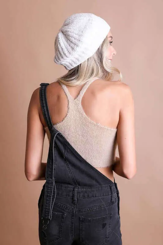 Boucle Rib Knit French Beret Hat
