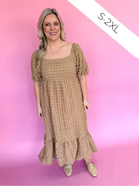 Bubbly Breeze Maxi Dress - Tan