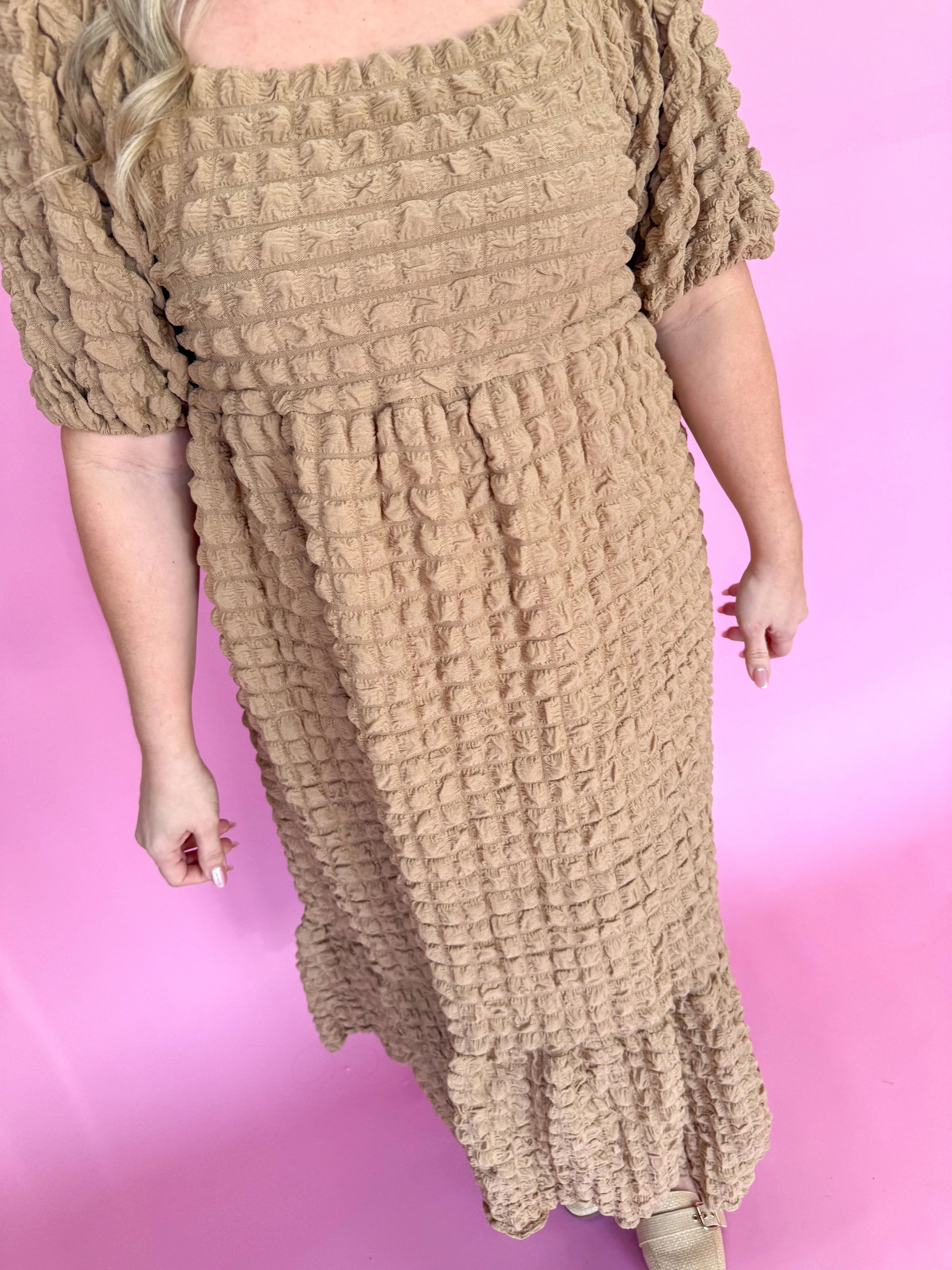 Bubbly Breeze Maxi Dress - Tan