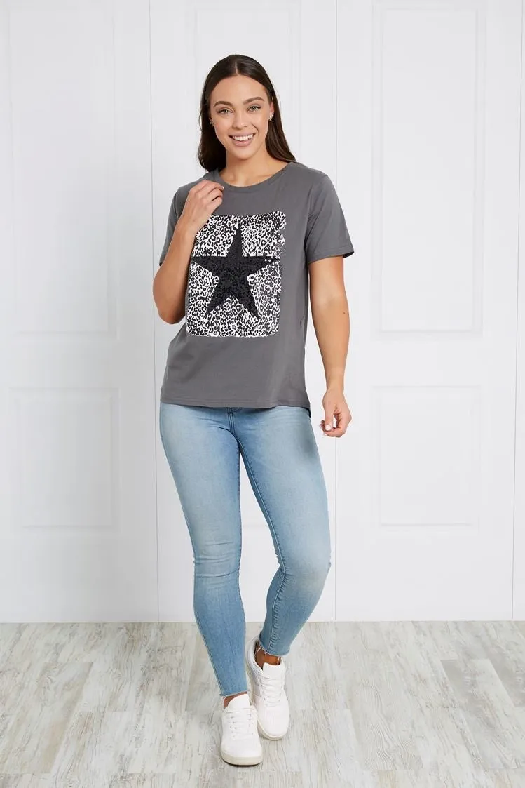 Caroline Morgan Star Sequin TShirt