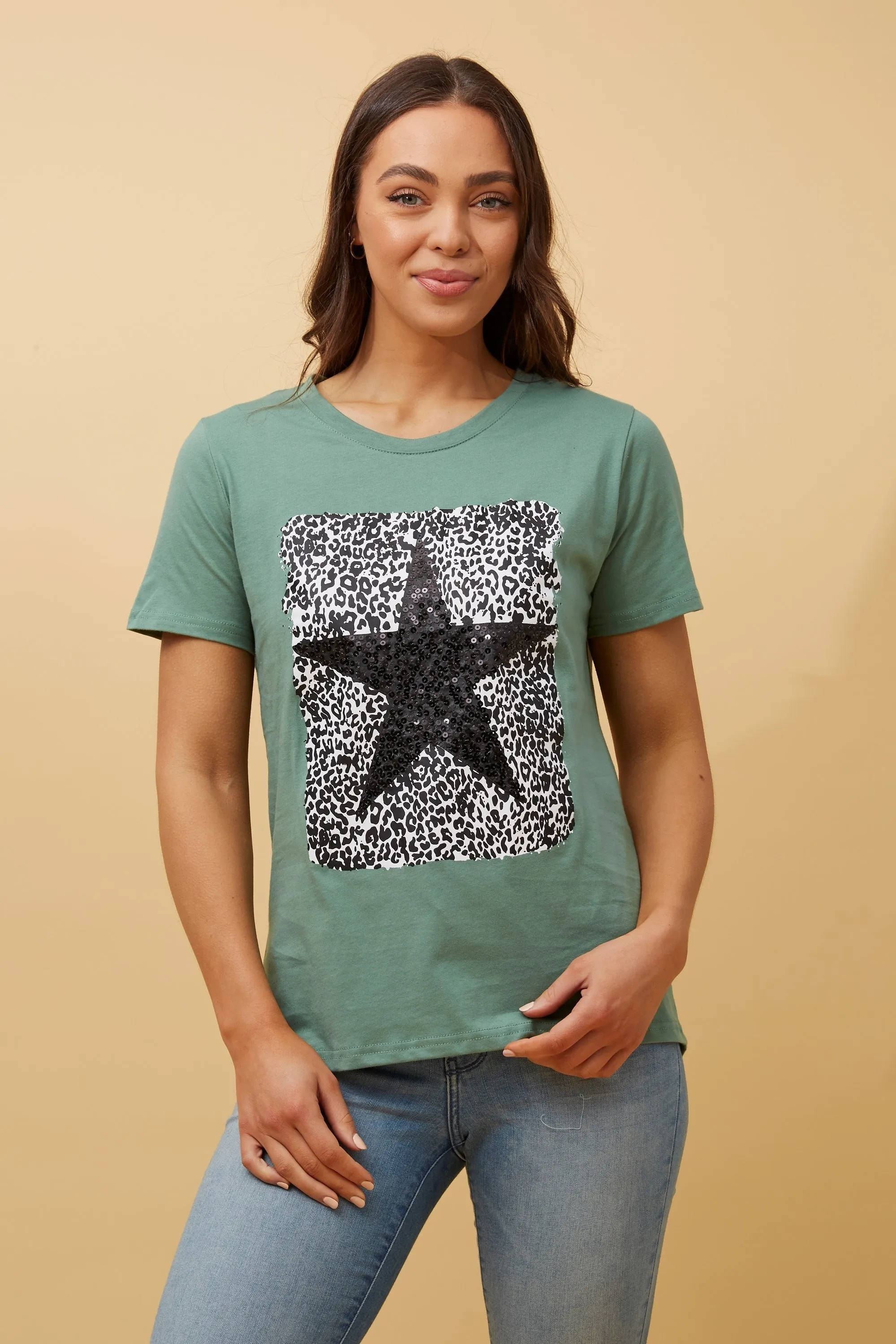 Caroline Morgan Star Sequin TShirt