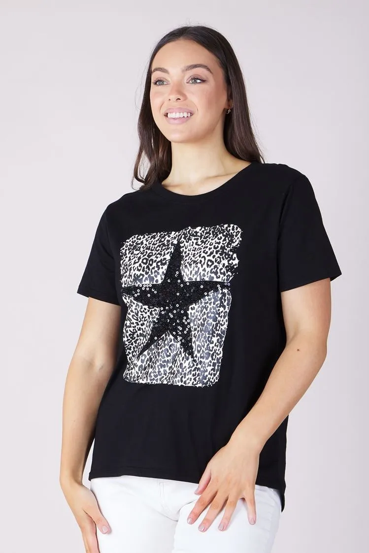 Caroline Morgan Star Sequin TShirt