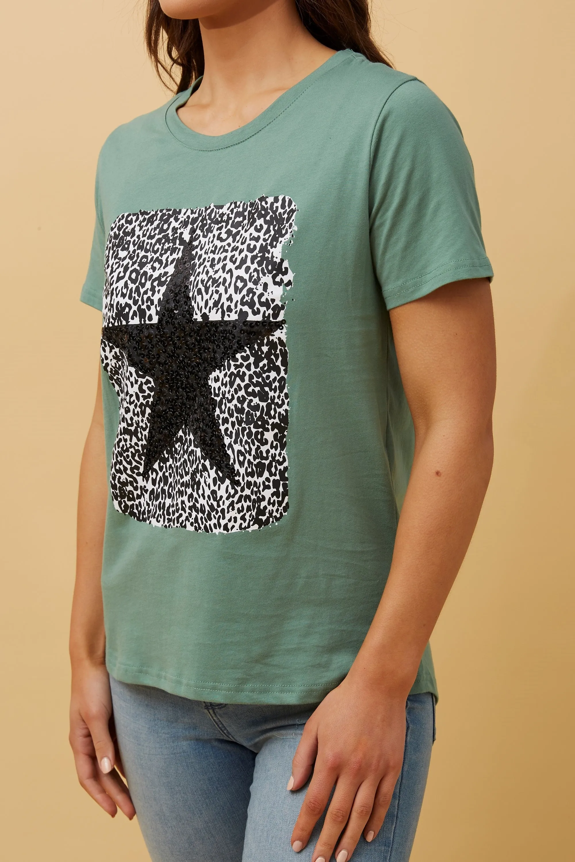 Caroline Morgan Star Sequin TShirt