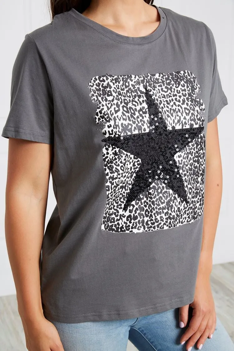 Caroline Morgan Star Sequin TShirt