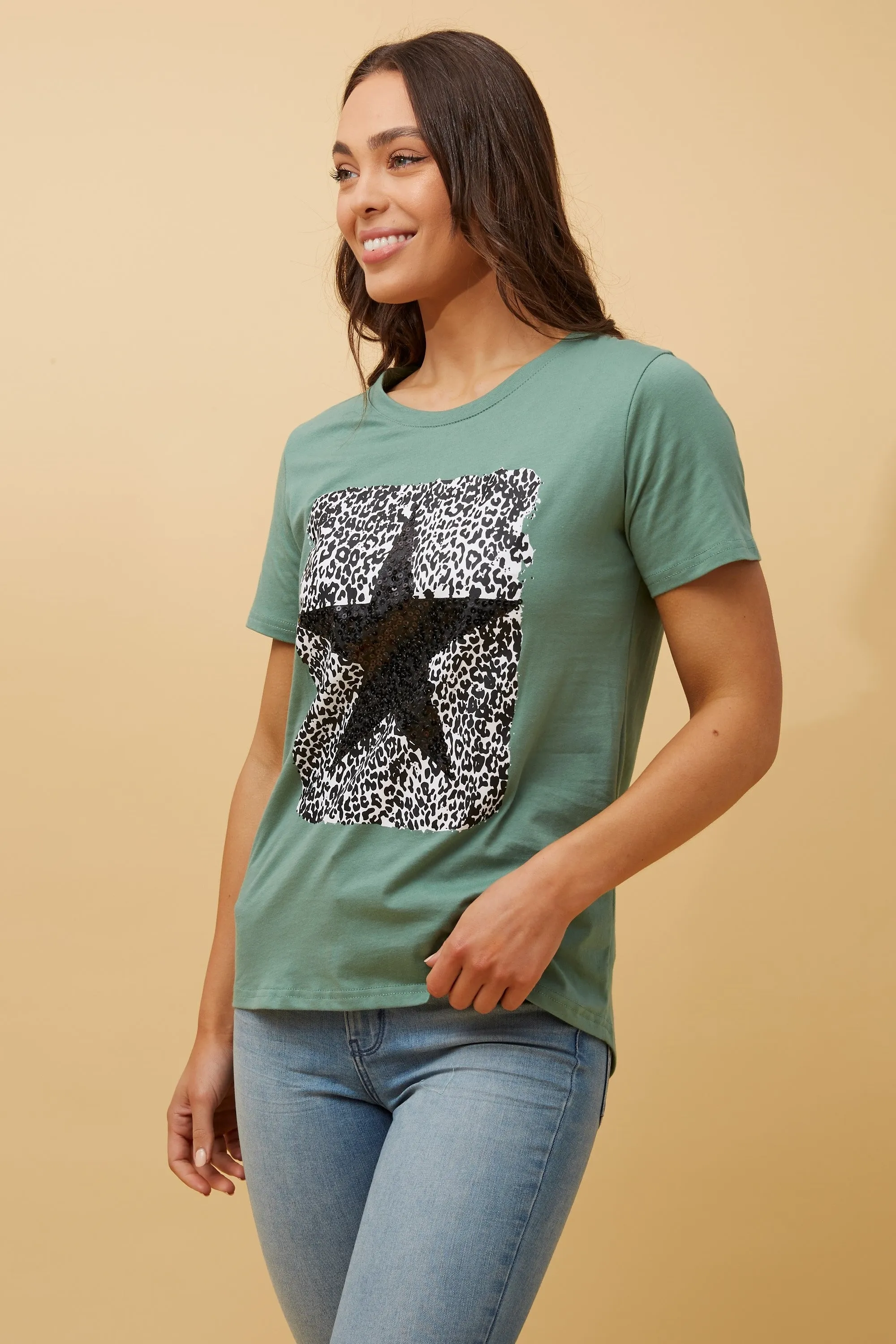 Caroline Morgan Star Sequin TShirt