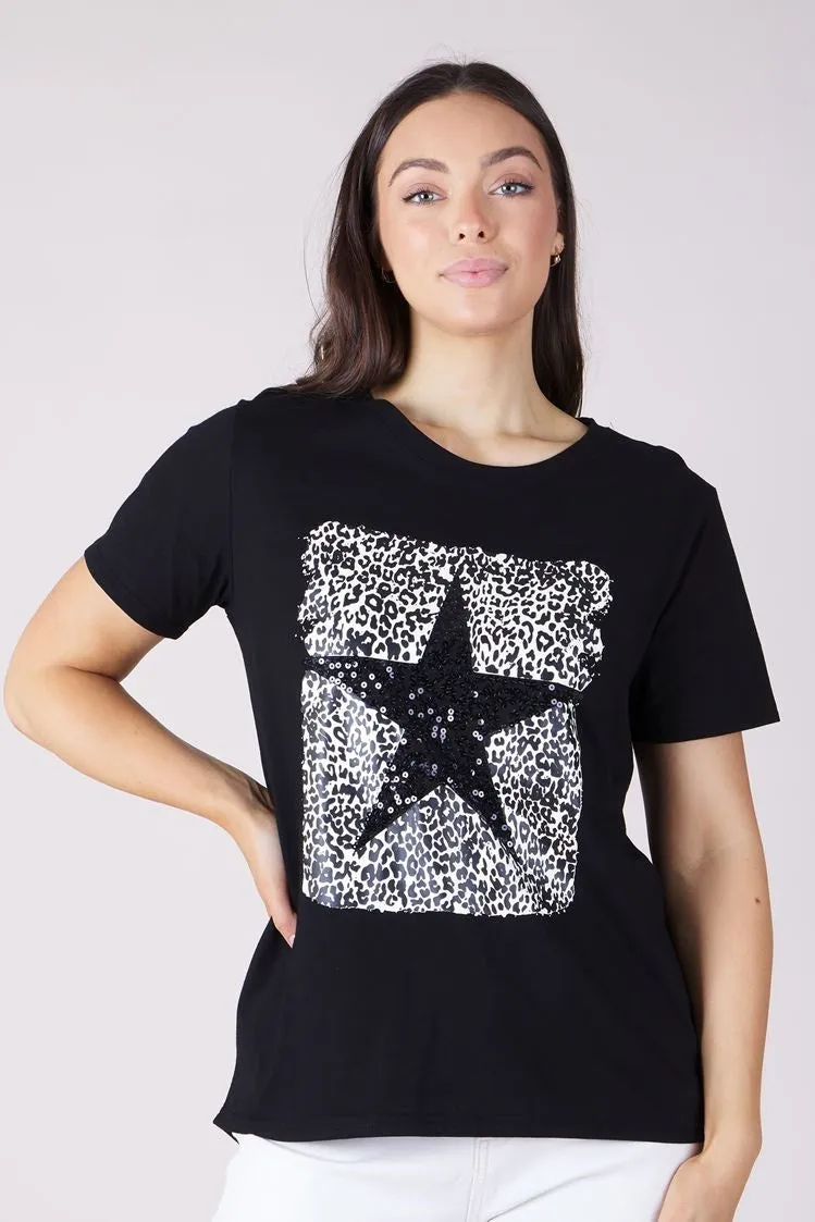 Caroline Morgan Star Sequin TShirt