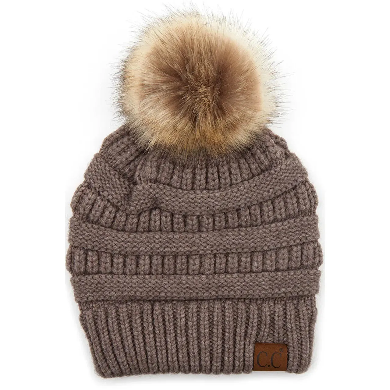 C.C. Natural Pom Knit Beanie