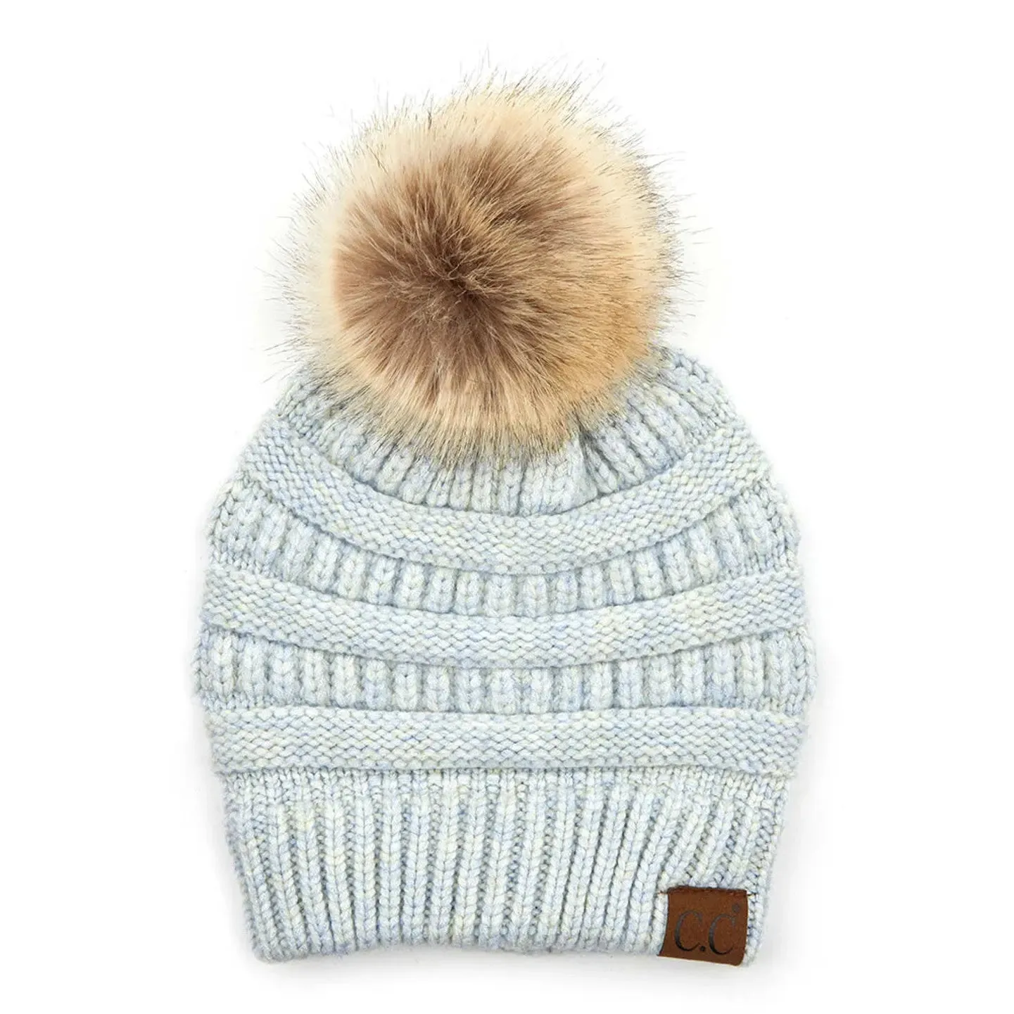 C.C. Natural Pom Knit Beanie