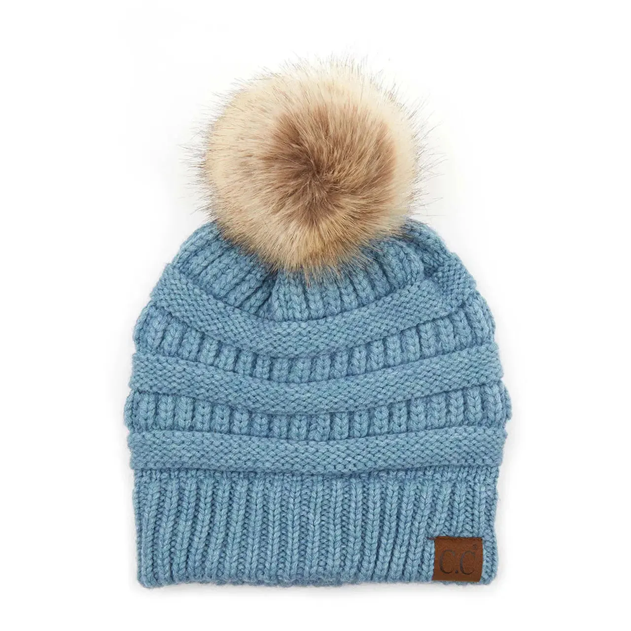 C.C. Natural Pom Knit Beanie