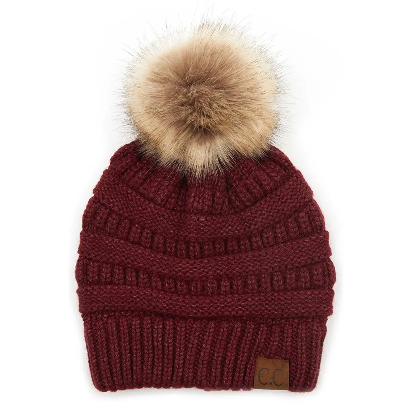 C.C. Natural Pom Knit Beanie