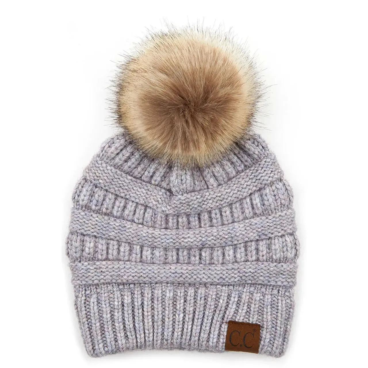 C.C. Natural Pom Knit Beanie