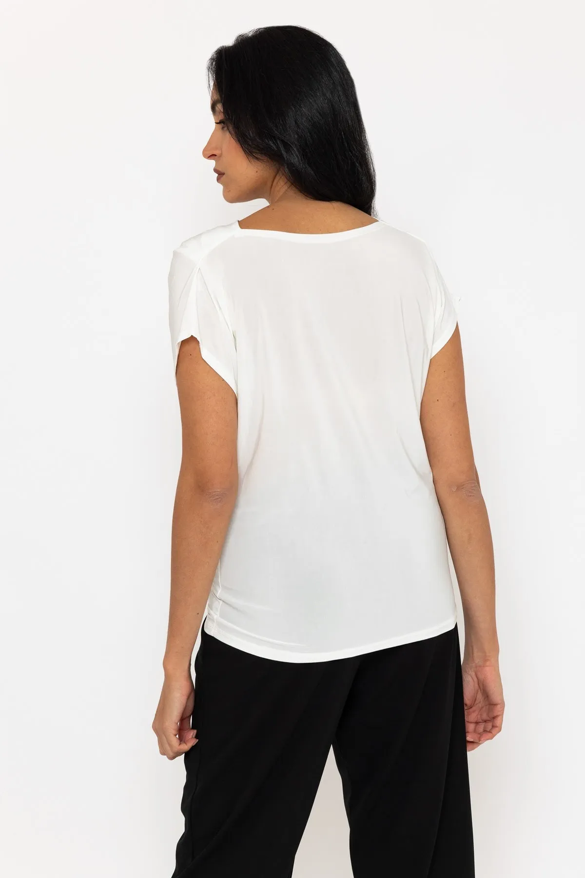 Cowl Neck Short Sleeve Top in Ecru