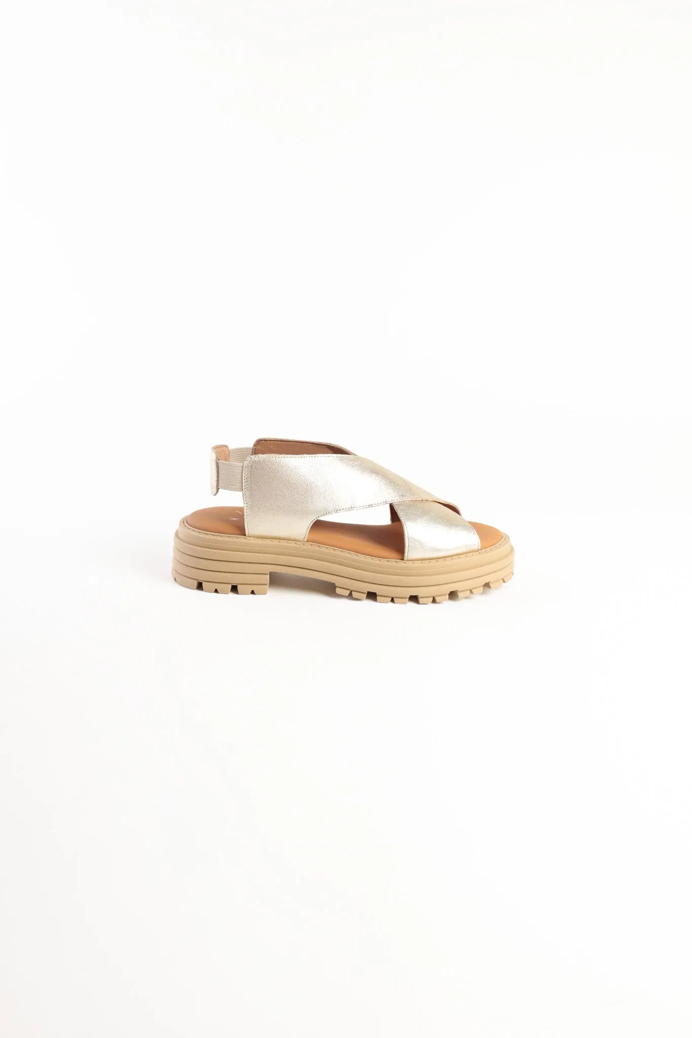 DAFNE GOLD- Cross Strap Sandals