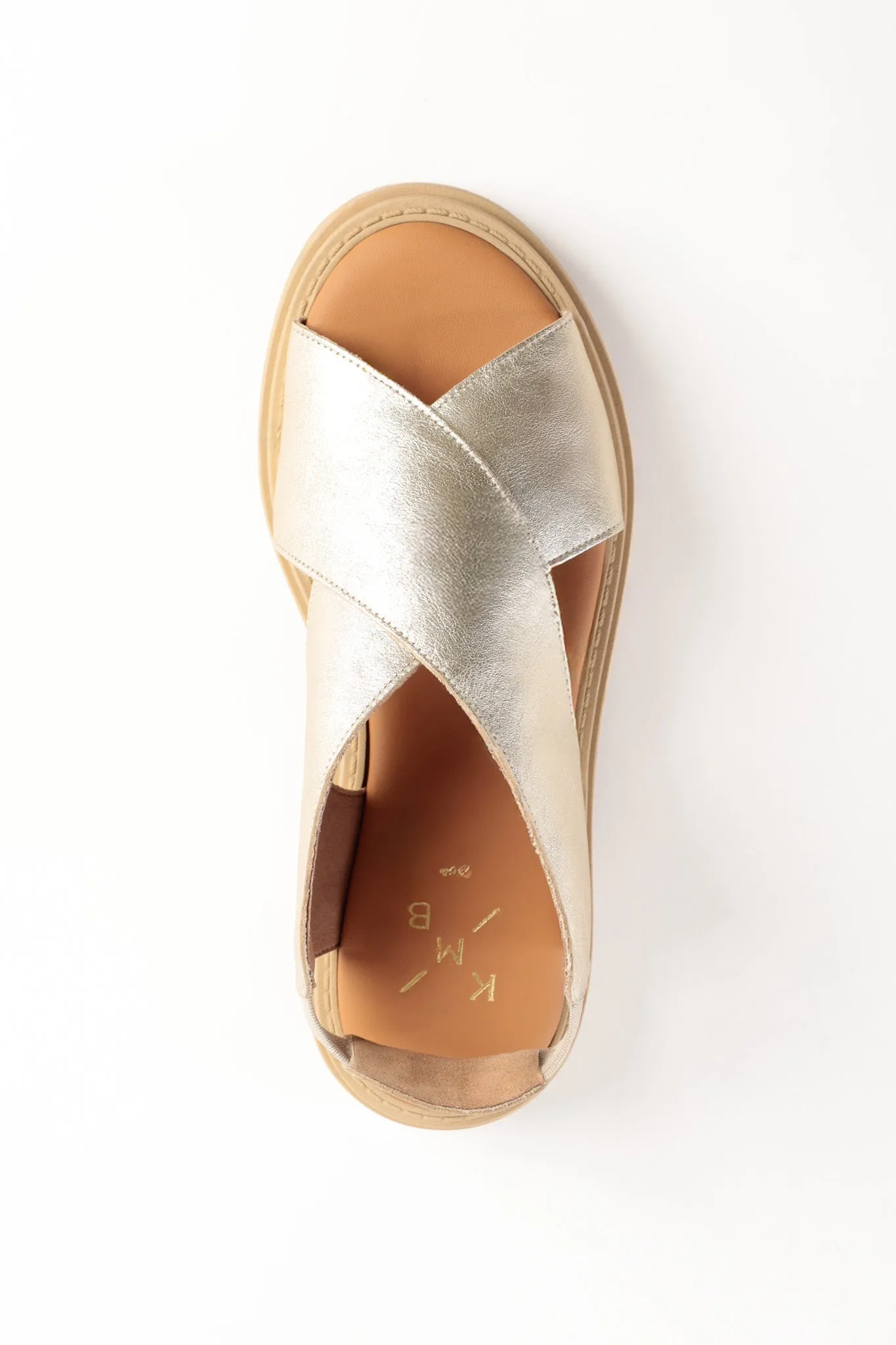 DAFNE GOLD- Cross Strap Sandals