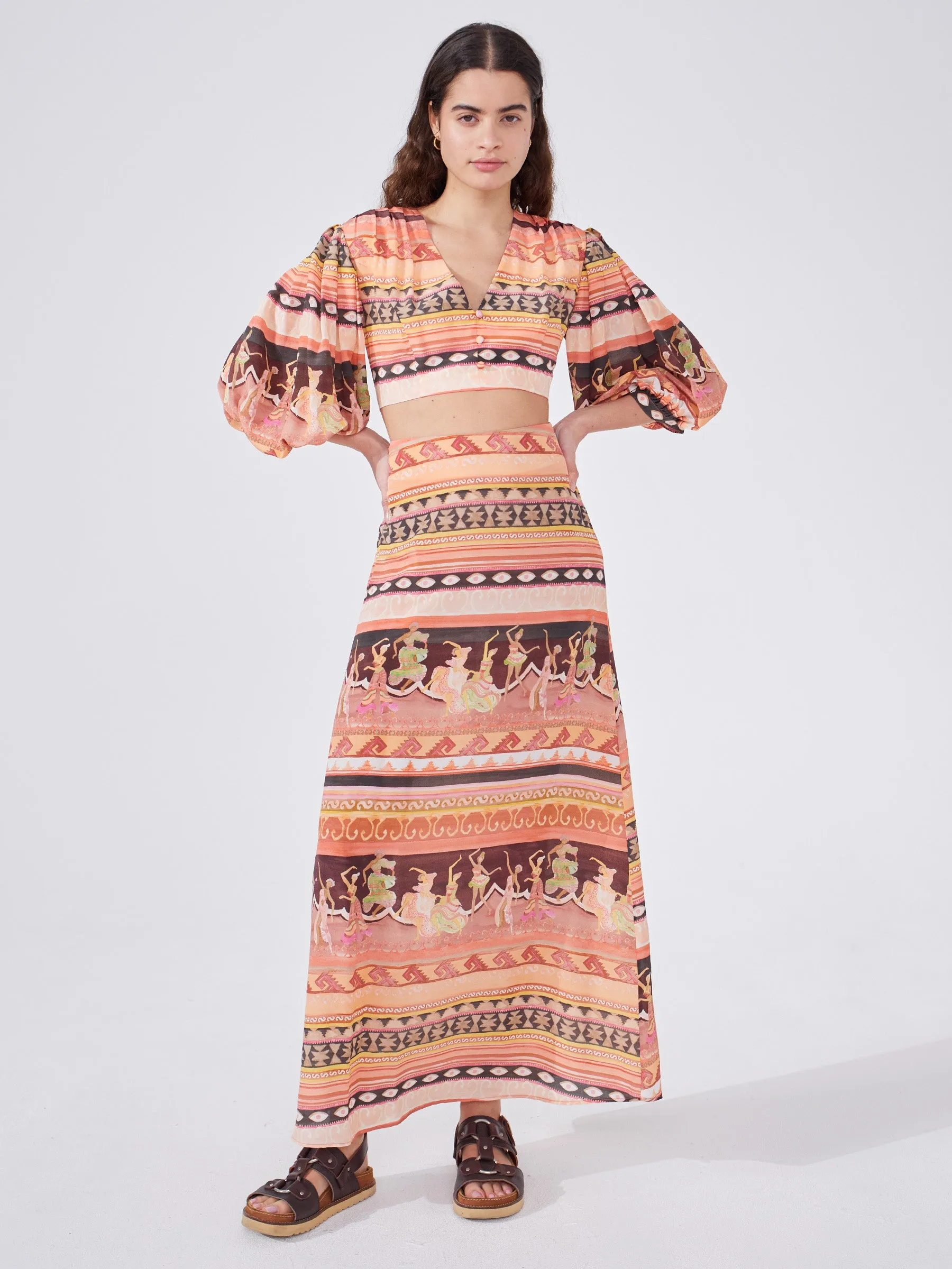 Dancing Girls Silk Maxi Skirt