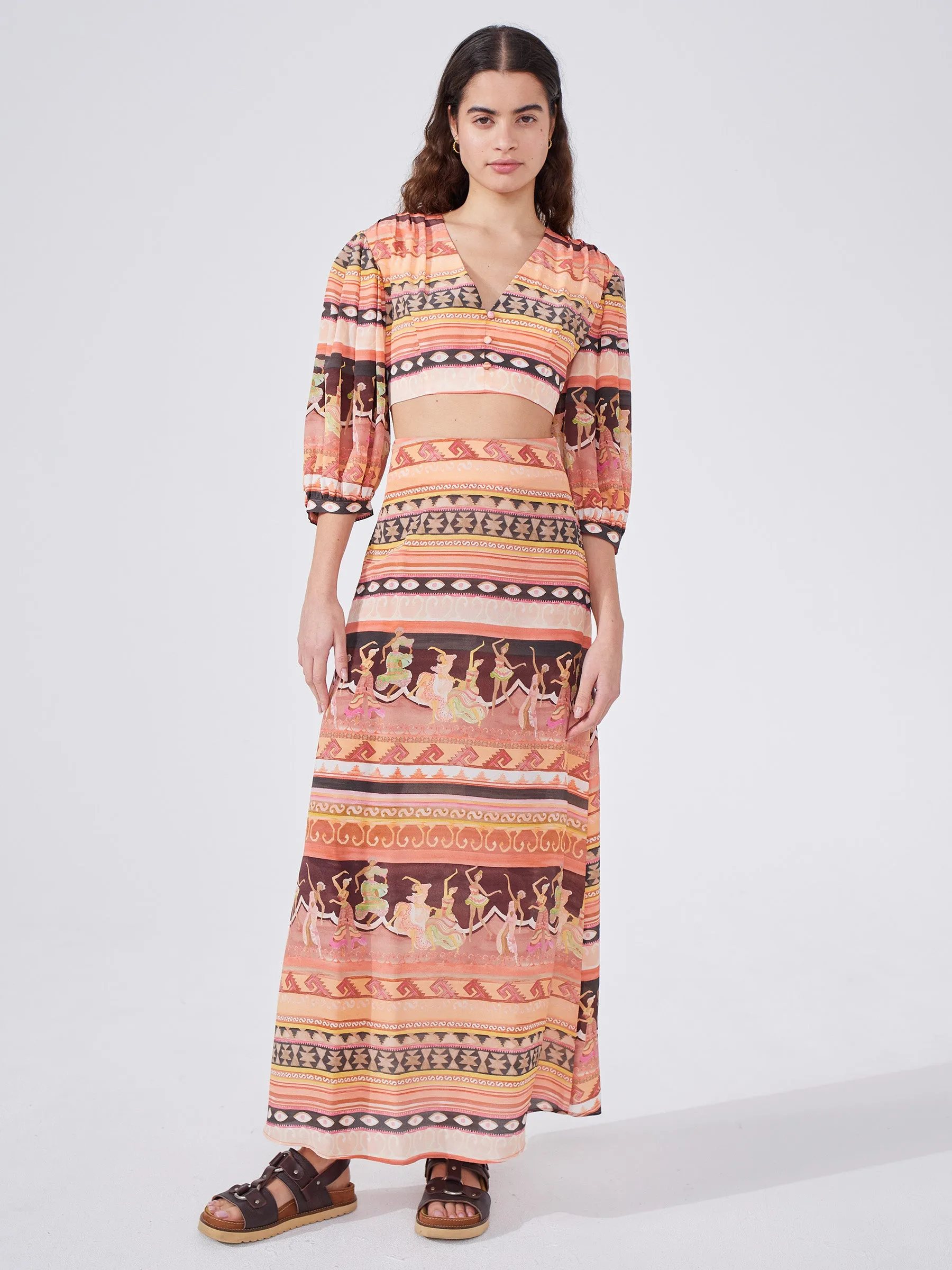 Dancing Girls Silk Maxi Skirt