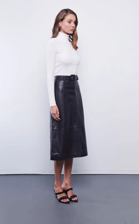 DEA THE LABEL - Business Plane Leather Skirt BLACK