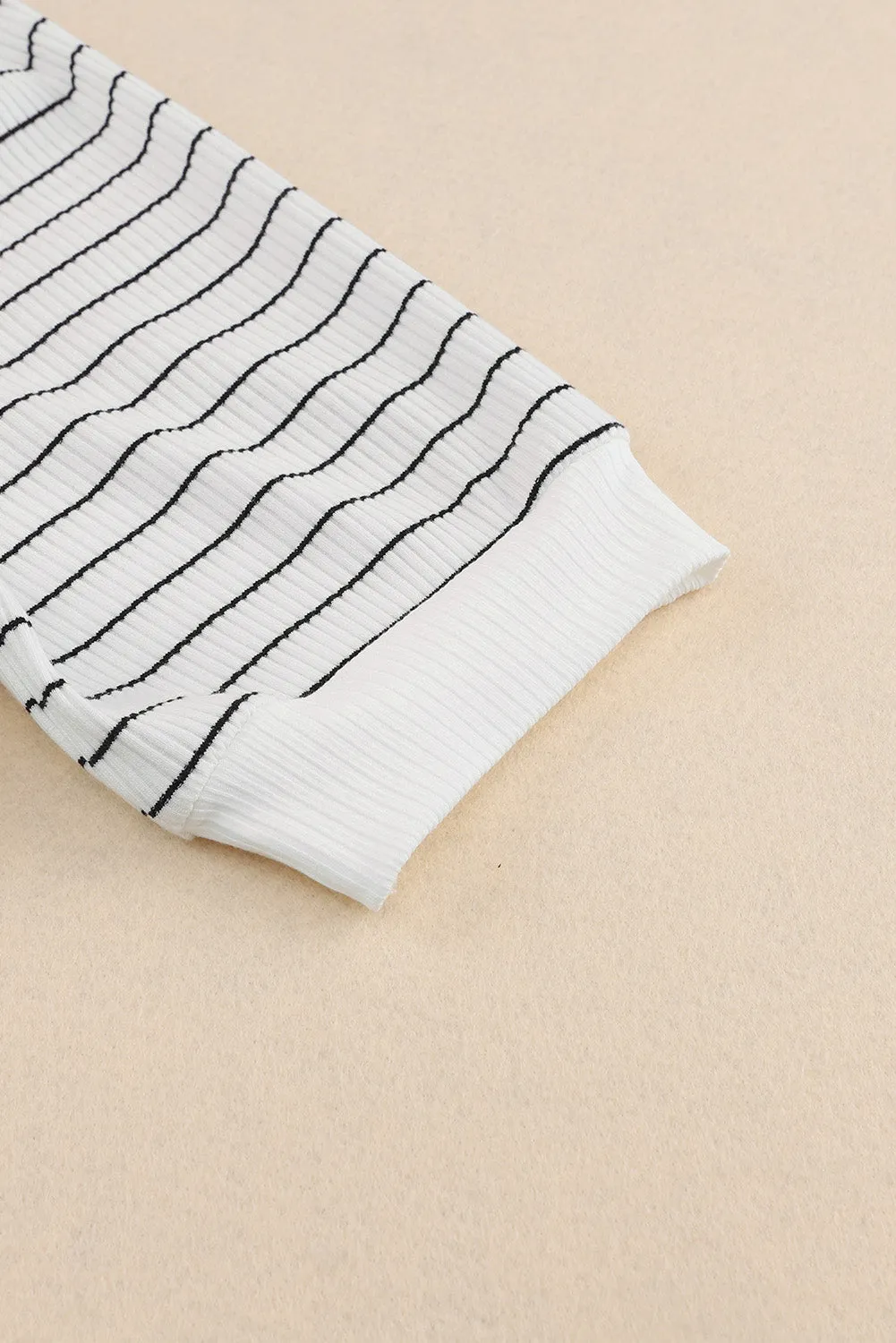 Dylan Striped Notch V Neck Short Sleeve Top