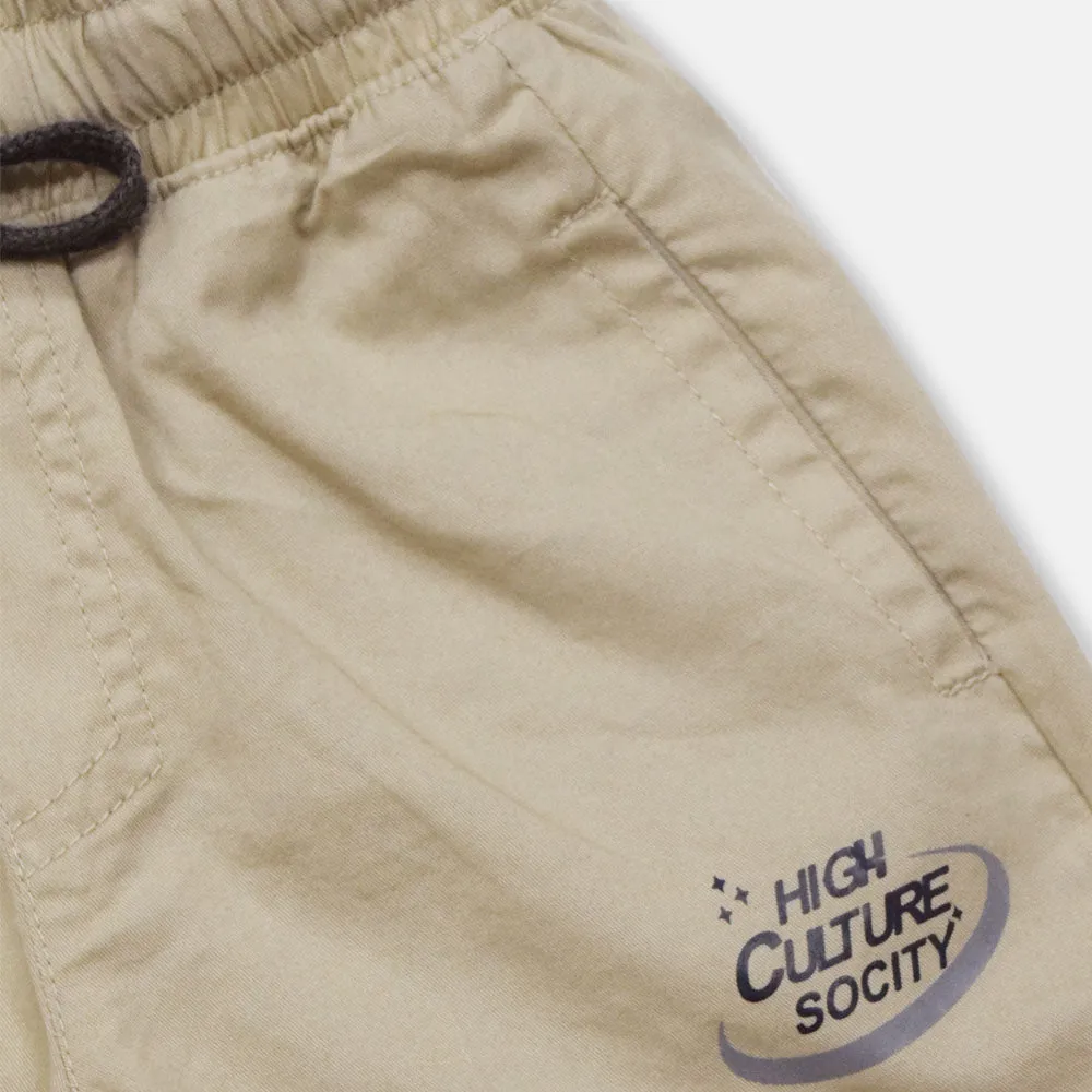 Elasticated Waist Shorts- Beige