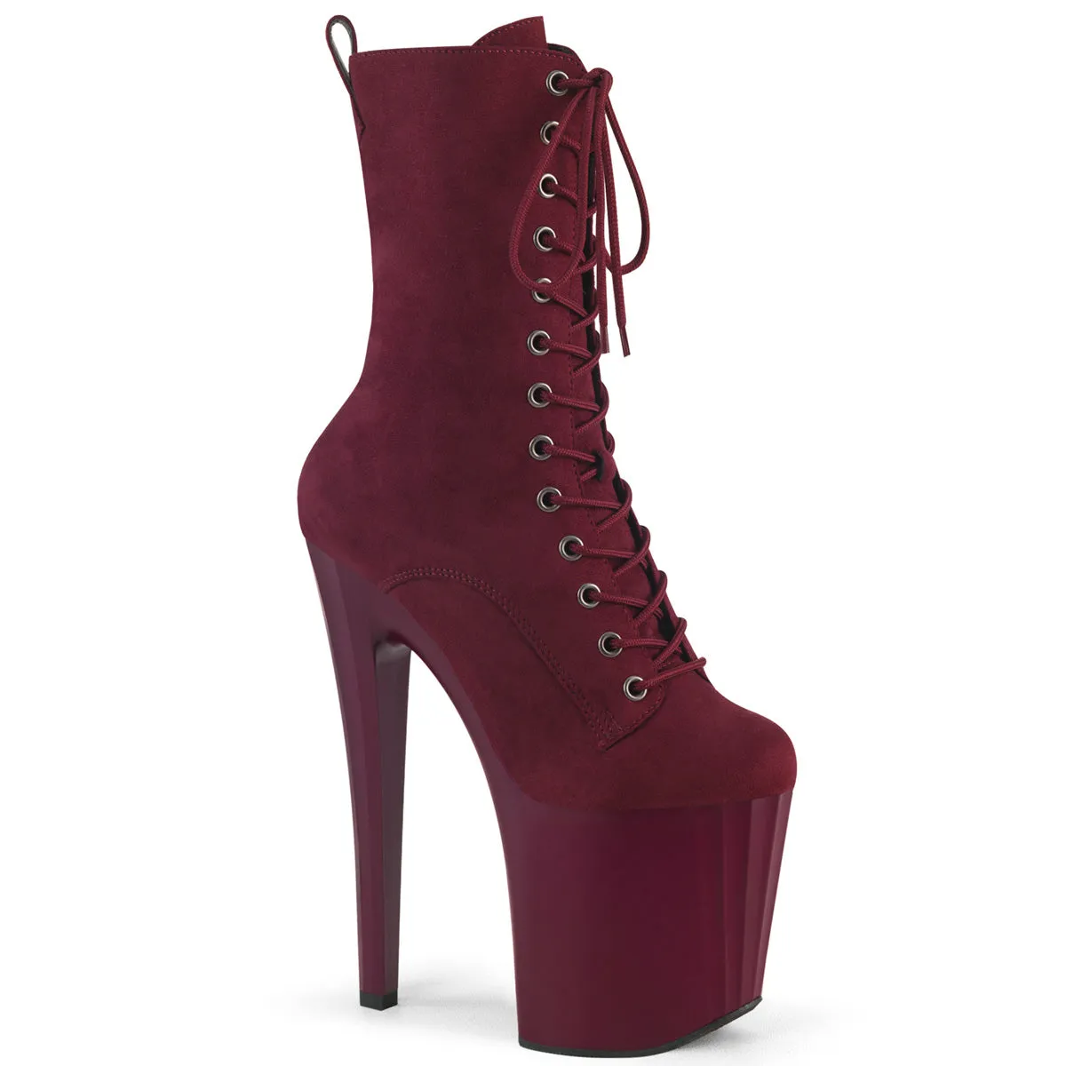 ENCHANT-1040 Burgundy Faux Suede/Burgundy Matte, 8"Heels