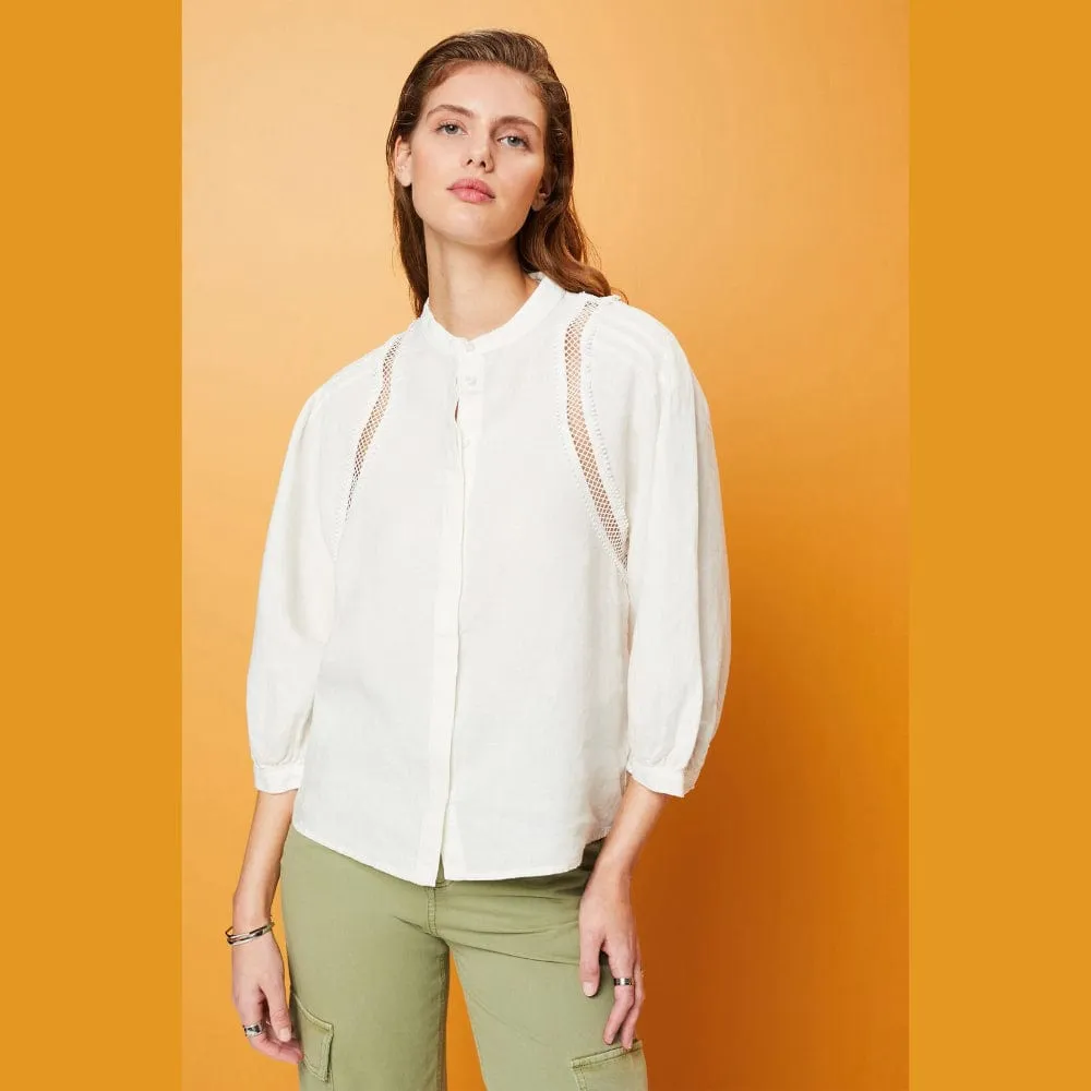 Esprit Woven linen blouse In Off White