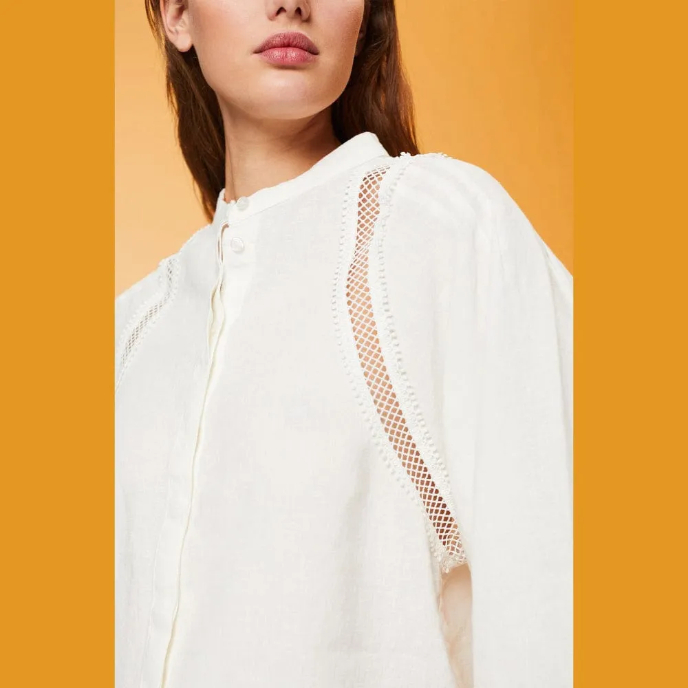 Esprit Woven linen blouse In Off White