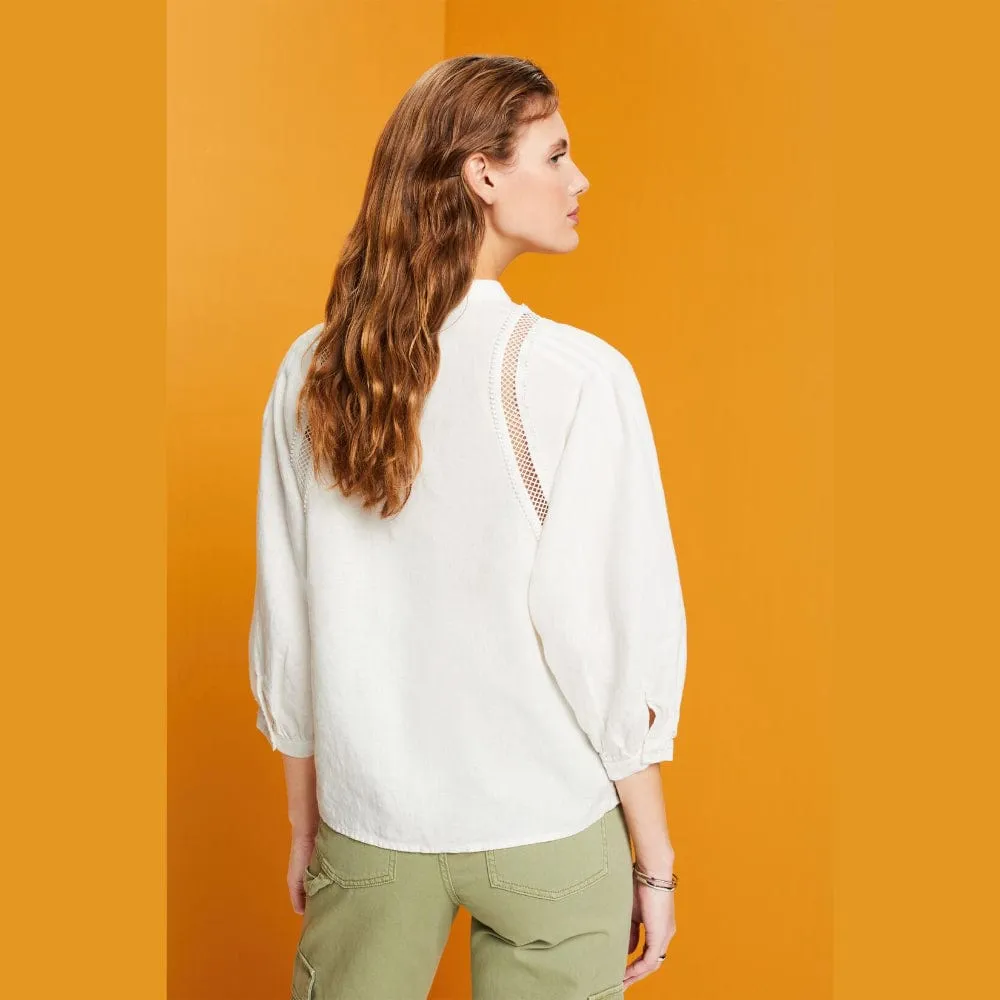 Esprit Woven linen blouse In Off White