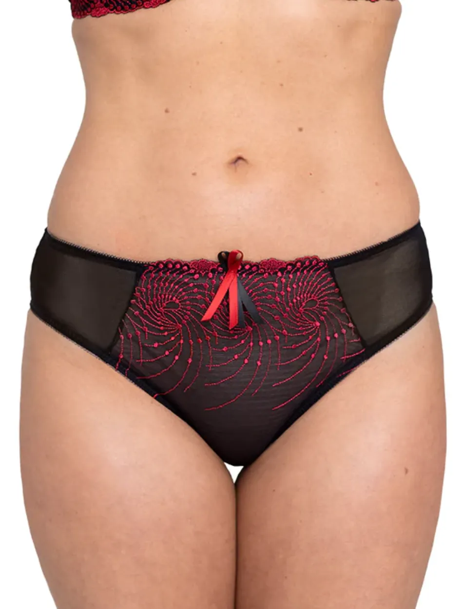 Fit Fully Yours Nicole Bikini Brief Panties, Black Red
