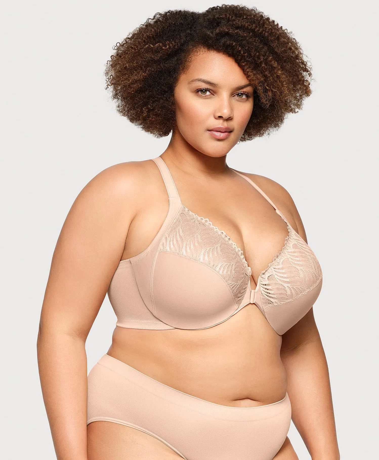 Front-Closure T-Back WonderWire Bra Cafe