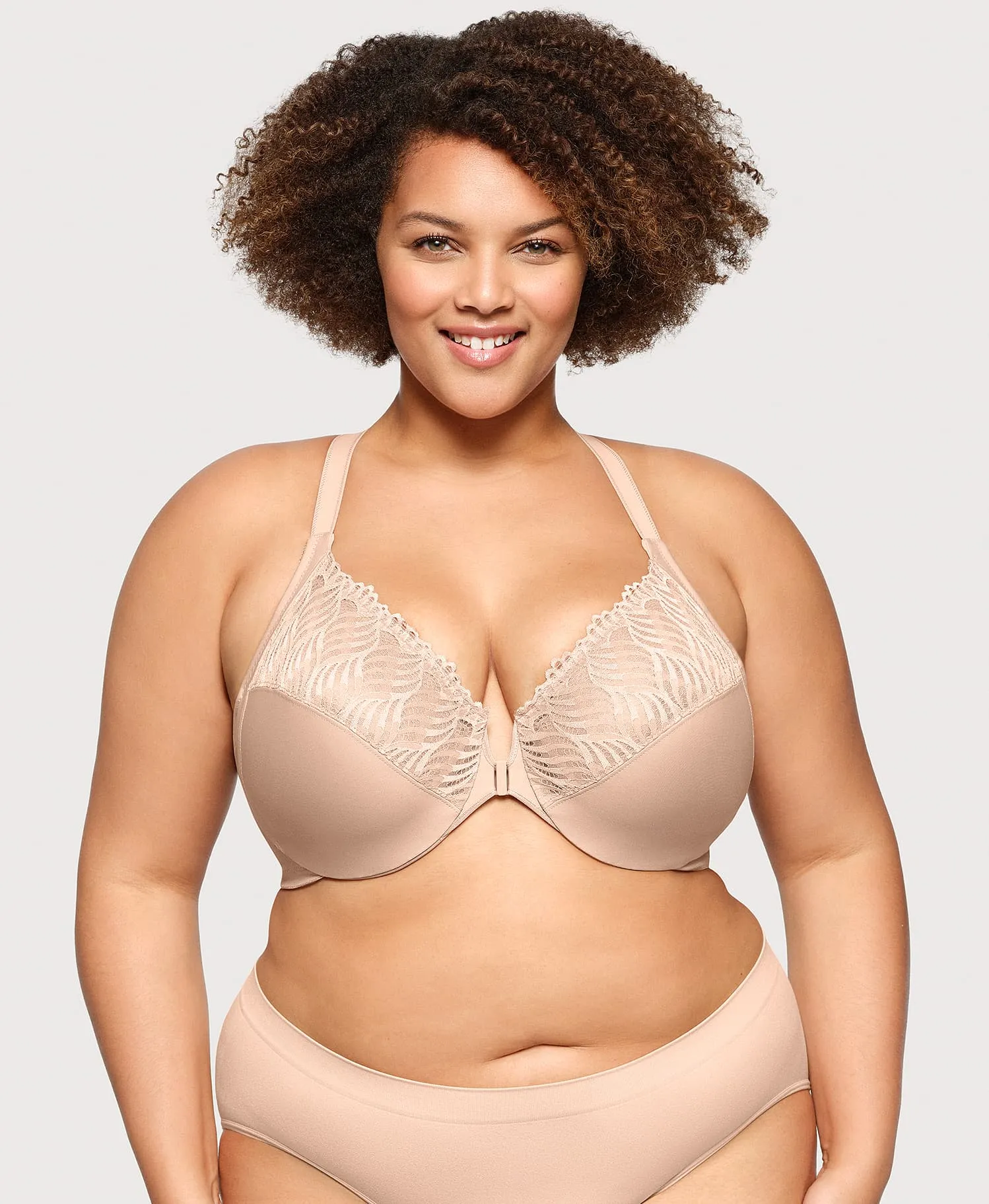 Front-Closure T-Back WonderWire Bra Cafe