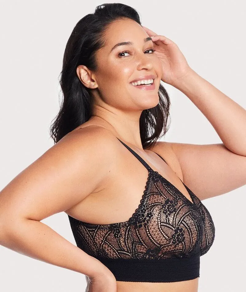 Glamorise Bramour Gramercy Luxe Lace Wire-Free Bralette - Black