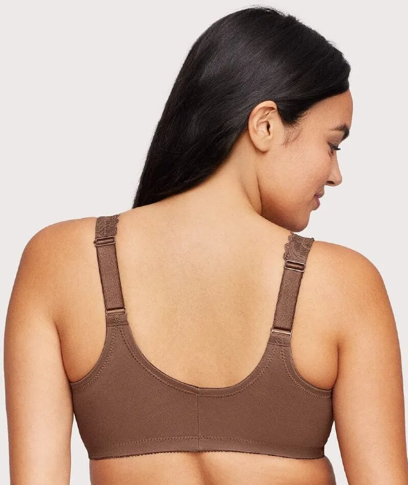 Glamorise WonderWire Front-Closure Stretch Lace Bra - Mocha