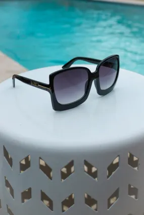 Julia Rose Black Gray Oversized Gradient Sunglasses