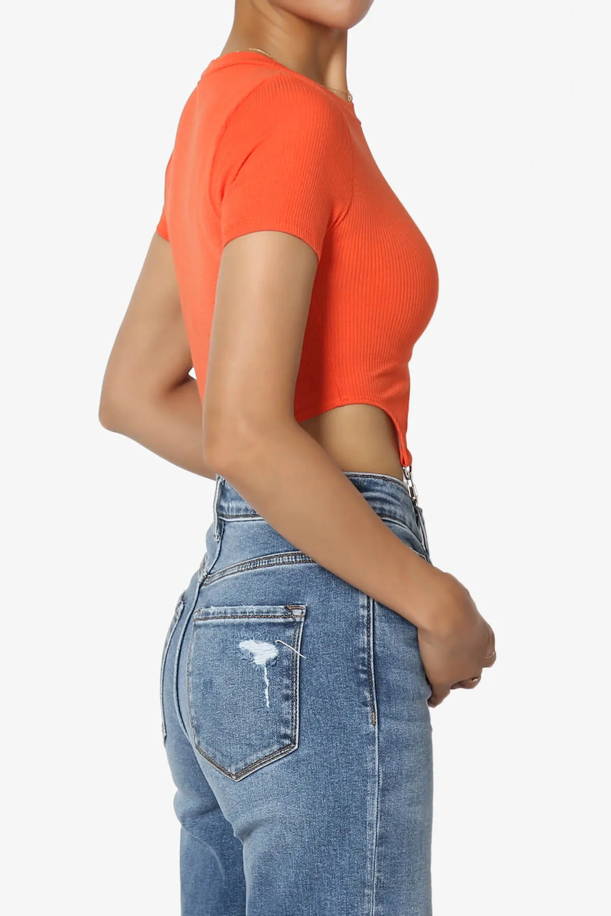 Kinzee Garter Clip Short Sleeve Crop Top