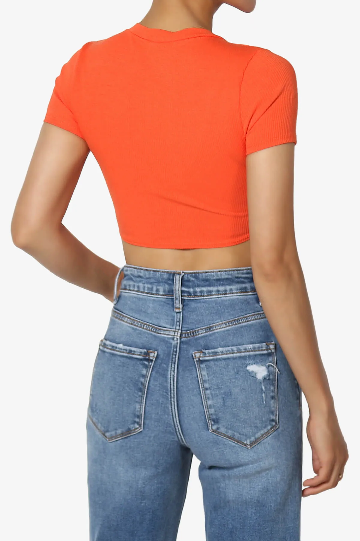 Kinzee Garter Clip Short Sleeve Crop Top
