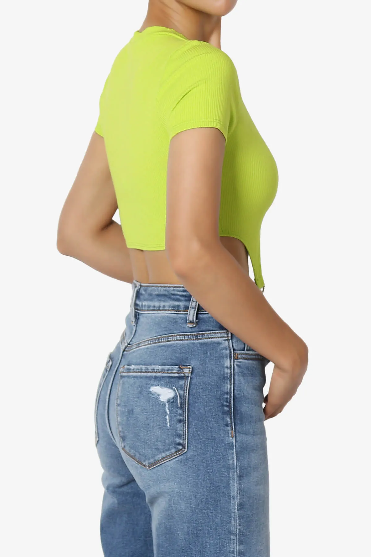 Kinzee Garter Clip Short Sleeve Crop Top