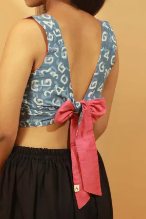 Mastaani | Reversible Blouse | Quirky Indigo & Solid Coral