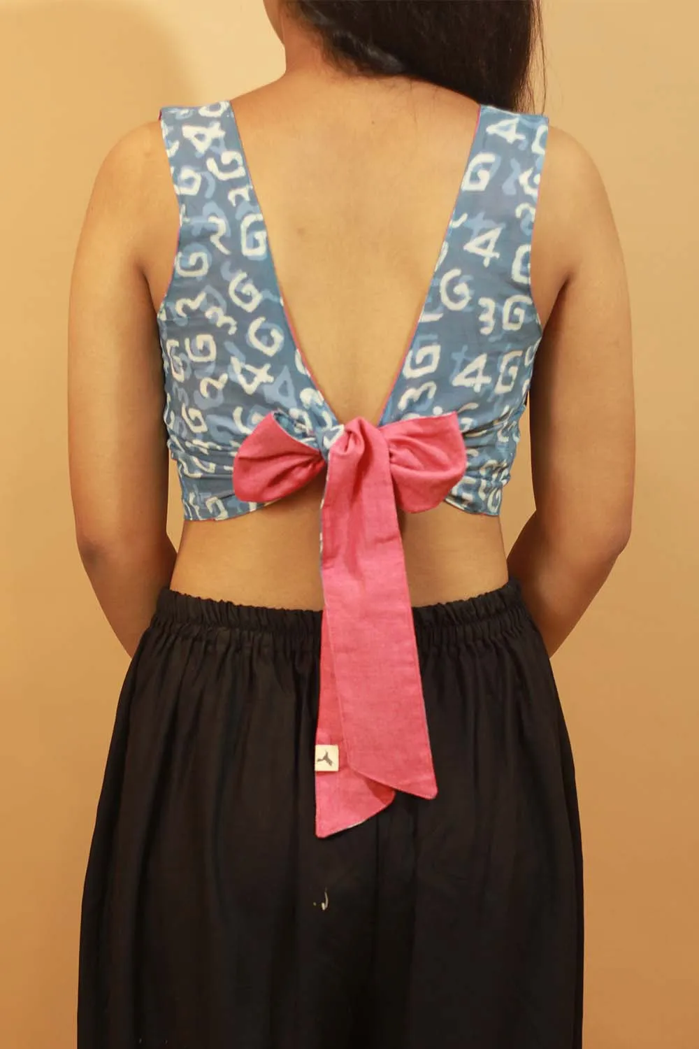 Mastaani | Reversible Blouse | Quirky Indigo & Solid Coral