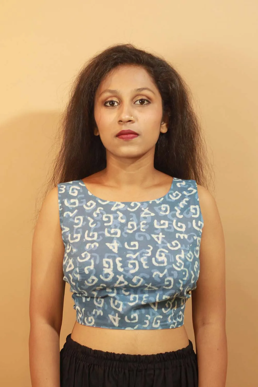 Mastaani | Reversible Blouse | Quirky Indigo & Solid Coral