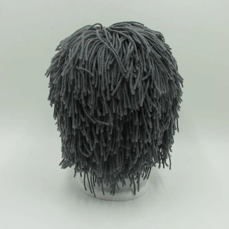 Mens Hand Knitted Beard and Hair Beanie Hat
