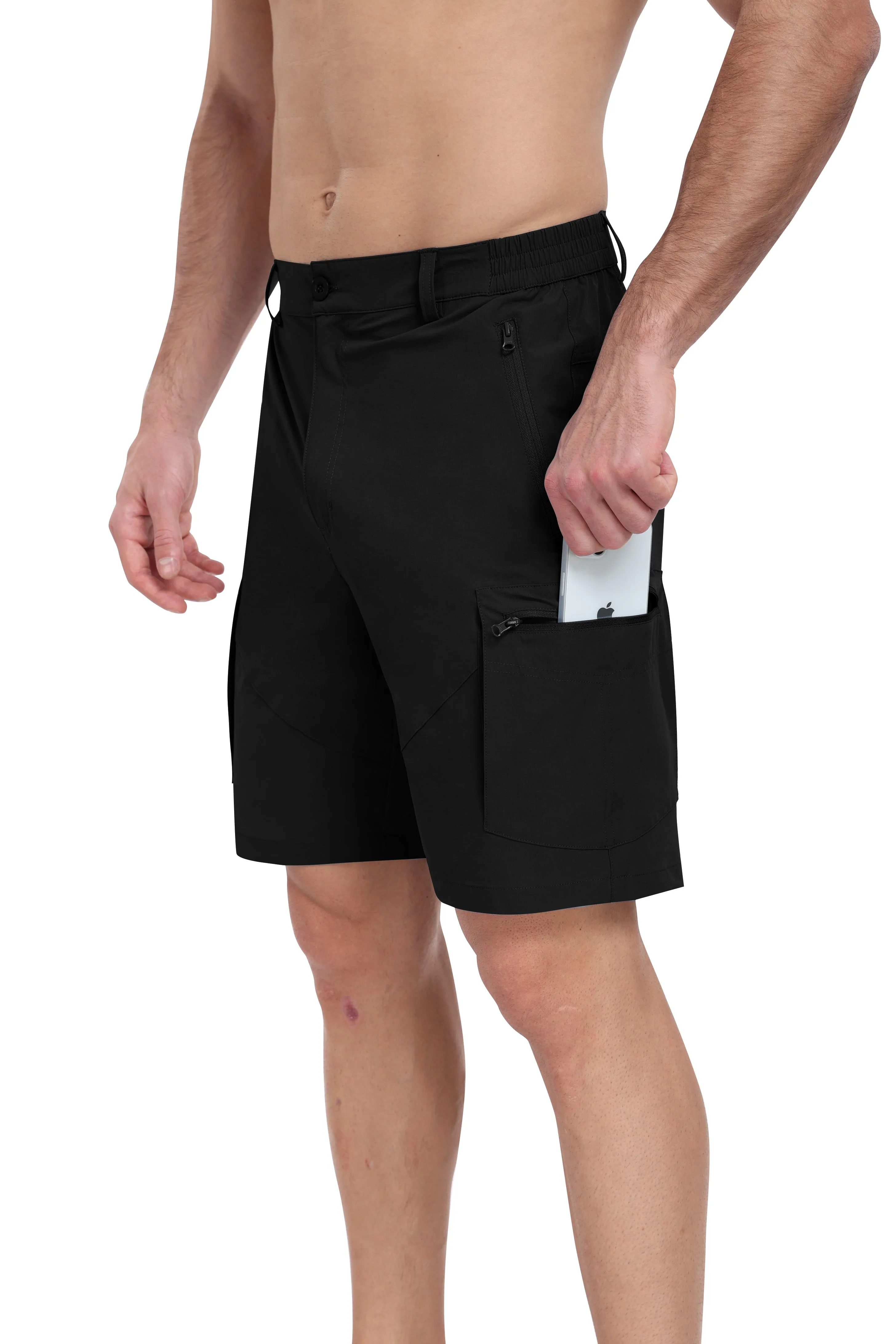 Men's summer outdoor casual solid color hiking shorts