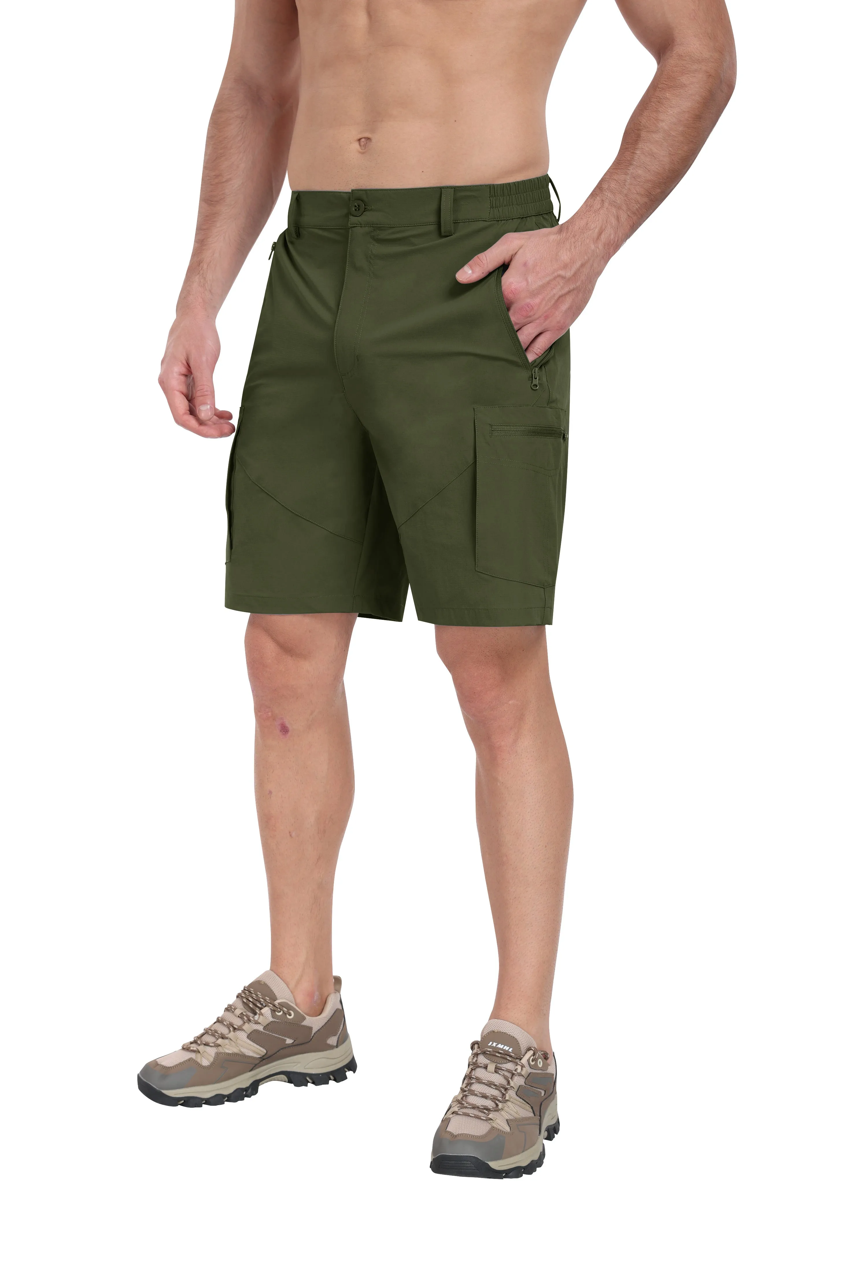 Men's summer outdoor casual solid color hiking shorts